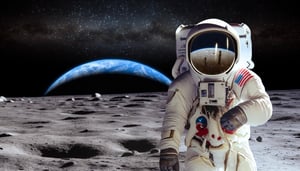 Zeige einen Astronauten auf dem Mond